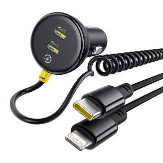 Ładowarka samochodowa 60W Baseus USB-C + kabel Lightning (Czarna) - 3
