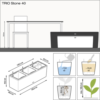  Lechuza Trio Stone planter 40 graphite black - 3