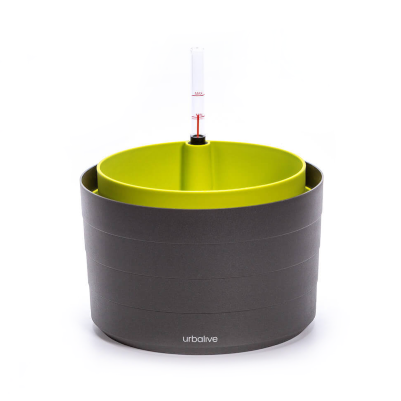 Donica samo-nawadniająca okrągła Urbalive Berberis szaro-brązowy30 cm