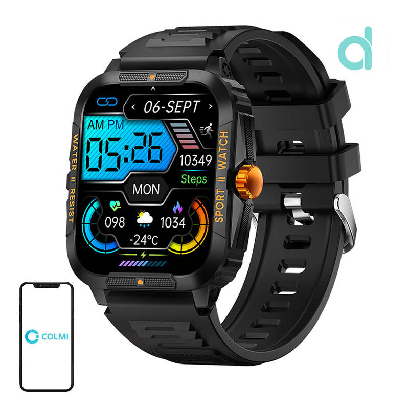 Smartwatch Colmi P76 (czarno- pomarańczowy)