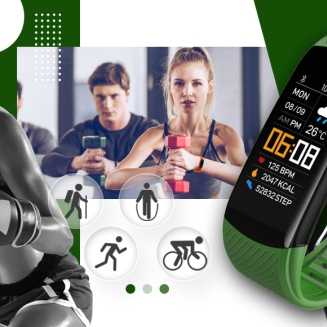 Smartwatch GIEWONT Czarno Zielony 2 Paski GW200-5 - 5