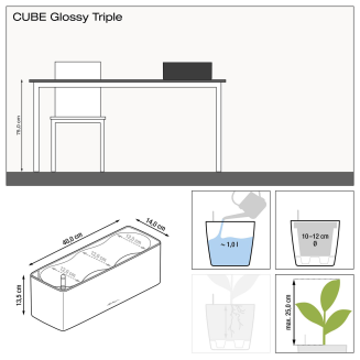 Donica Lechuza Cube Glossy Triple antracyt połysk - 6