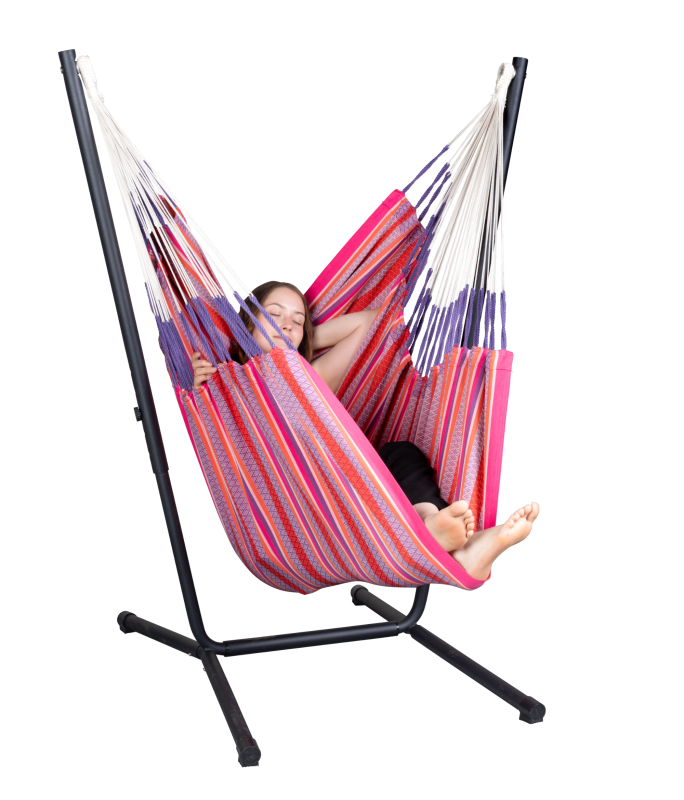 Fotel hamakowy ze stojakiem La Siesta Fiji Organic Flamingo Comfort