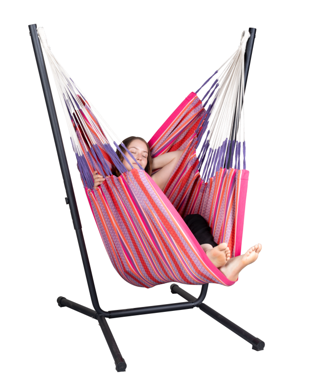 Fotel hamakowy ze stojakiem La Siesta Fiji Organic Flamingo Comfort