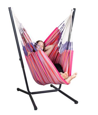 Fotel hamakowy ze stojakiem La Siesta Fiji Organic Flamingo Comfort