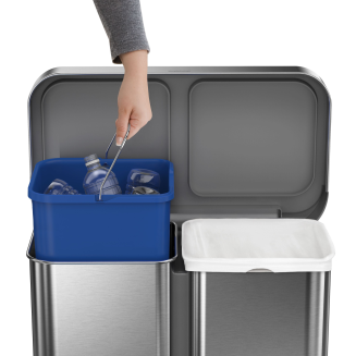  Simplehuman Liner Pocket Recycler two-chamber basket, 58l, FPP steel - 5