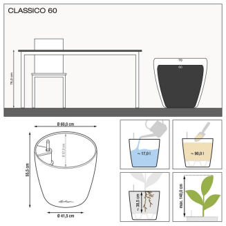 Donica Lechuza Classico Premium 60 | 70 srebrny metallic - 4