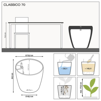 Donica Lechuza Classico Premium 60 | 70 srebrny metallic - 5