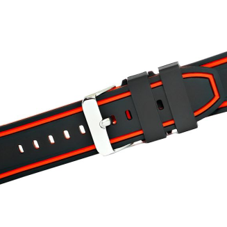 Pasek silikonowy CZARNO-POMARAŃCZOWY U14-20-12 - 3