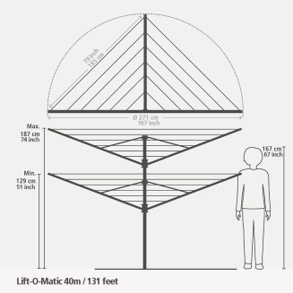 Suszarka ogrodowa Brabantia Lift-O-Matic 40 m Metallic Grey - 7