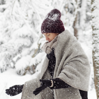 Szal z kieszeniami Lapuan Kankurit Maria brown-white 60x180 cm - 4