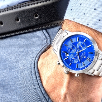 Zegarek Męski Giewont Chronograph Sapphire Srebrno Niebieski GW8510-B3 - 4