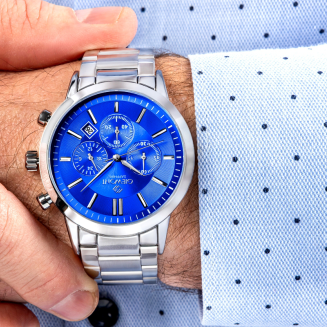 Zegarek Męski Giewont Chronograph Sapphire Srebrno Niebieski GW8510-B3 - 5