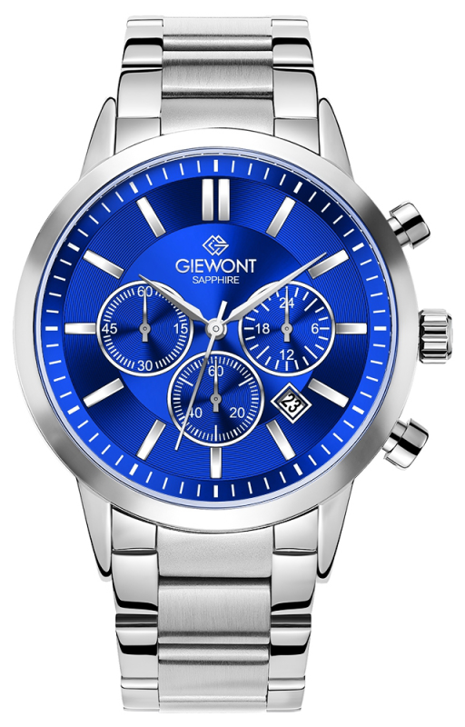 Zegarek Męski Giewont Chronograph Sapphire Srebrno Niebieski GW8510-B3