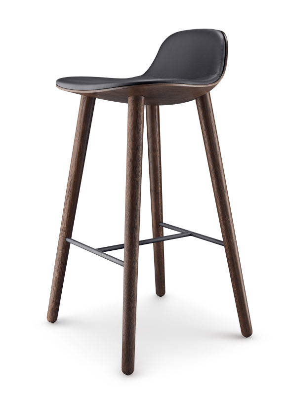  Eva Solo Yuuga smoke oak & black leather stool 75 cm