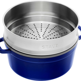 Garnek żeliwny okrągły z wkładem Staub - Niebieski, 5.25 ltr | JESIENNA PROMOCJA - 2