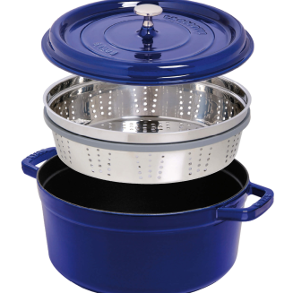 Garnek żeliwny okrągły z wkładem Staub - Niebieski, 5.25 ltr | JESIENNA PROMOCJA - 3