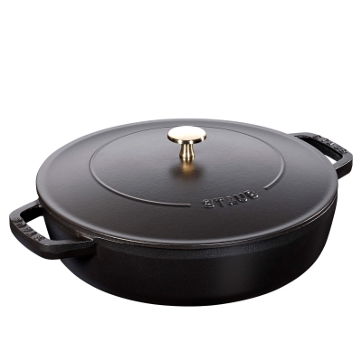  Deep stewing pan with lid Staub - 28 cm, Black