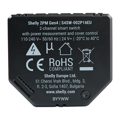 Przekaźnik SHELLY 2PM Gen4 Zigbee Matter 2-kanałowy
