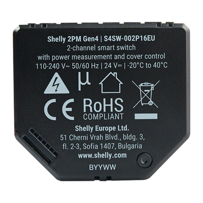  SHELLY 2PM Gen4 Zigbee Matter 2-Channel Relay