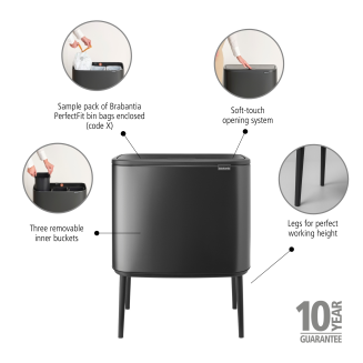Kosz Brabantia Bo Touch Bin 11+11+11 l Confident Grey - 13