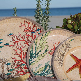 Rose&Tulipani | Zestaw 2 talerzy z melaminy Sea Life ryby - 33 x 23 cm - 5