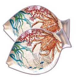 Rose&Tulipani | Zestaw 2 talerzy z melaminy Sea Life ryby - 33 x 23 cm