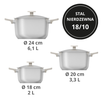 Zestaw garnków BergHOFF Bolt Oyster 6 częściowy - 2