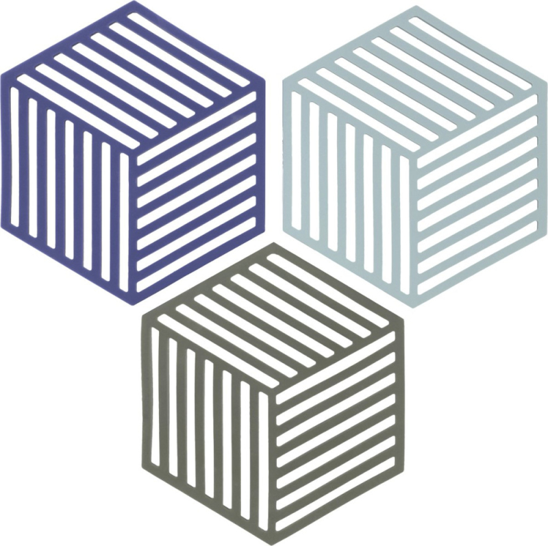 Zestaw 3 podkładek pod naczynia Zone Denmark Hexagon Indigo&Fog&Olive