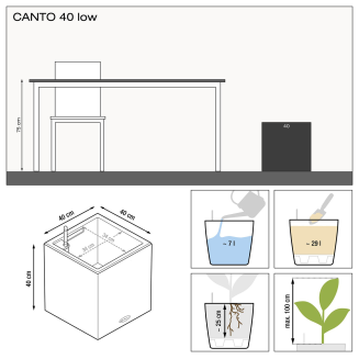 Donica Lechuza Canto Premium 40 kostka antracyt metallic - 5