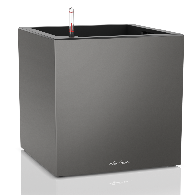 Lechuza Canto Premium 40 cube anthracite metallic flowerpot