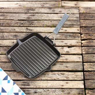 Żeliwna patelnia grillowa Staub ze składaną rączką 24 cm - 5