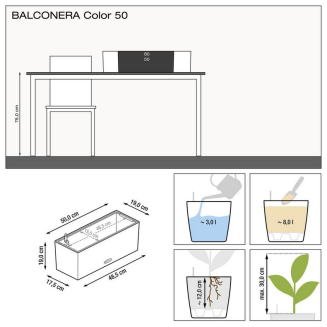Donica Lechuza Balconera Color 50 | 80 jasny szary - 7