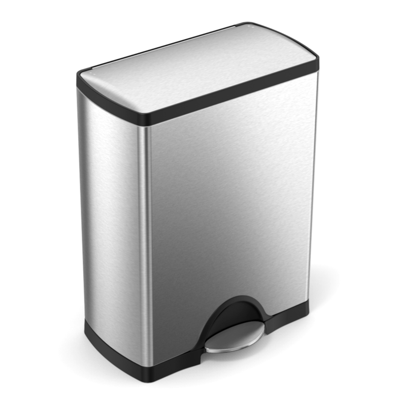  Simplehuman Deluxe Recycler 46l steel FPP two-chamber basket