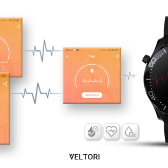 Smartwatch VELTORI VT150-1 Czarny Pasek Silikonowy + Czarna Bransoleta - 12