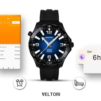 Smartwatch VELTORI VT150-1 Czarny Pasek Silikonowy + Czarna Bransoleta - 14