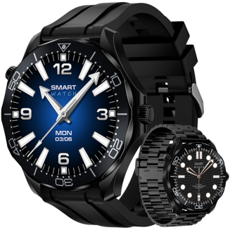 Smartwatch VELTORI VT150-1 Czarny Pasek Silikonowy + Czarna Bransoleta - 2