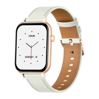 Smartwatch COLMI C28 Złoty + biały skórzany pasek - 4