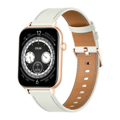Smartwatch COLMI C28 Złoty + biały skórzany pasek