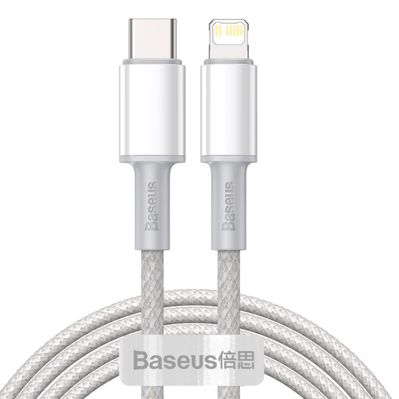 Kabel BASEUS High Density Braided USB-C-Lightning 2m (biały)