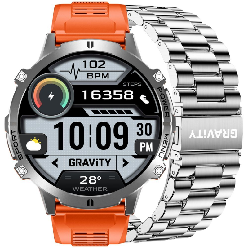 Smartwatch Gravity Grafitowy Pasek + Bransoleta GT42-4