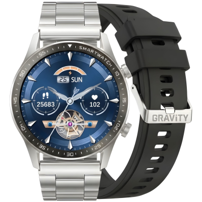 Smartwatch Gravity Srebrny Bransoleta + Pasek GT10-6