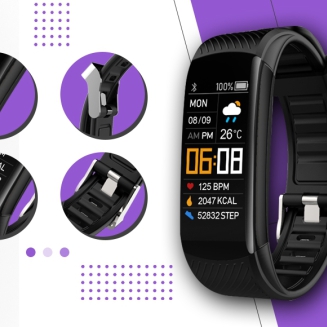 Smartwatch GIEWONT Czarno Fioletowy 2 Paski GW200-3 - 2