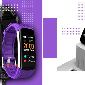 Smartwatch GIEWONT Czarno Fioletowy 2 Paski GW200-3 - 4