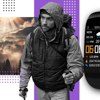 Smartwatch GIEWONT Czarno Fioletowy 2 Paski GW200-3 - 10