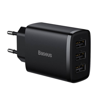Ładowarka sieciowa BASEUS Compact Quick Charger 17W 3xUSB (czarna) - 2