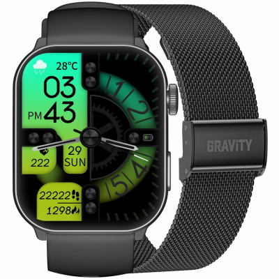 Smartwatch Męski GRAVITY GT28-1 Pasek + Bransoleta Czarny