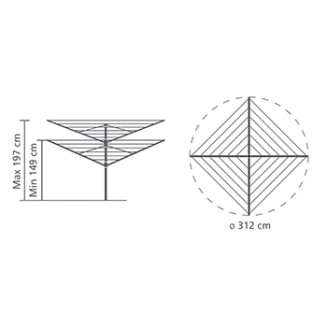 Brabantia Lift-O-Matic Advance garden dryer 60 m Metallic Gray - 8