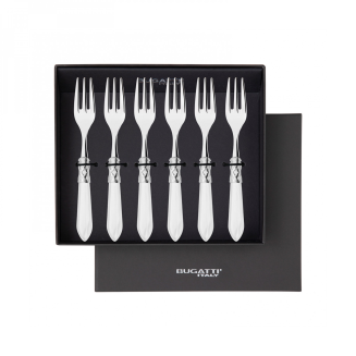 Komplet 6 widelczyków do ciasta w prezentowym opakowaniu Casa Bugatti Aladdin White/Steel - 2