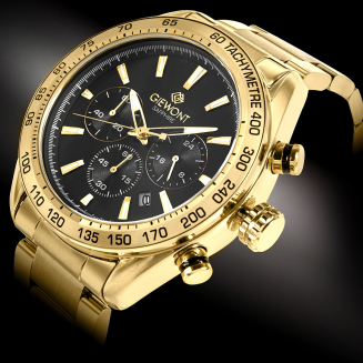 Zegarek Męski Giewont Chronograph Sapphire Złoto Czarny GW9580-B4 - 2
